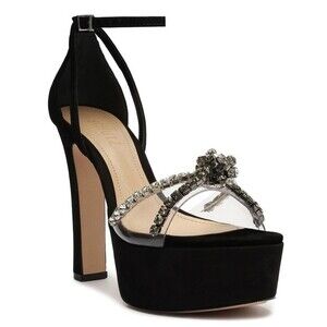 NEW Schutz Black Vinyl Jayda Platform Heel 8.5